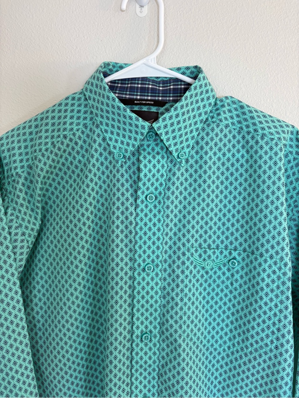 Ariat Men's Teal Diamond-Print Button-Down Shirt